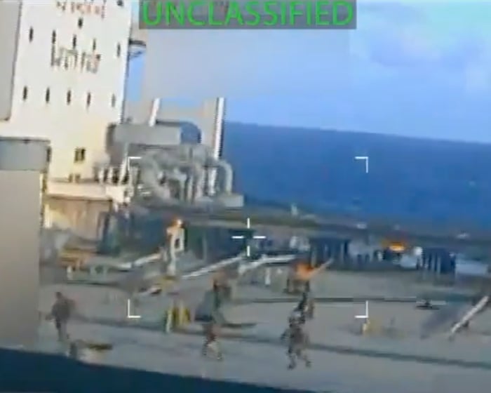 Footage shows US forces taking control of oil tanker off Venezuelan coast – video