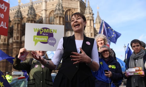 Caroline Lucas with anti-Brexit protesters