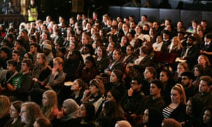 Pupils listen to the lesson at Hackney Empire
