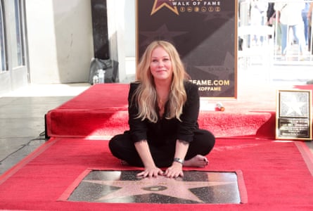 Actor Christina Applegate with her star on the Hollywood Walk of Fame in November 2022.