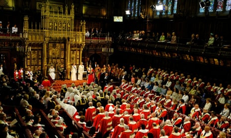 The state opening of parliament in the House of Lords.