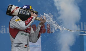 Daniel Abt enjoys a happier moment celebrating victory at the Formula E Mexico City race in March 2018.