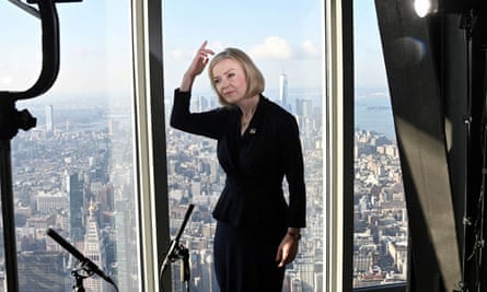 British Prime Minister Liz Truss speaks to the media at the Empire State building in New York, U.S., September 20, 2022.