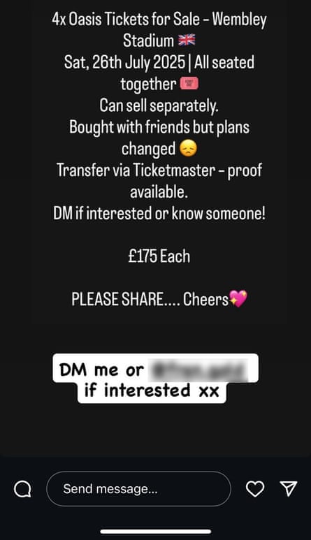 Oasis 2025 scam ticket messages