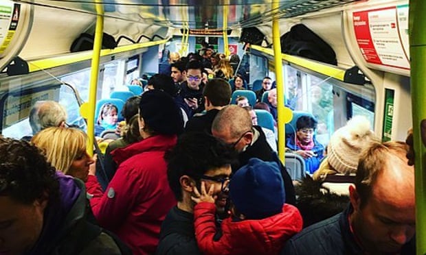 Passengers on Southern service into London, 27 February 2016.