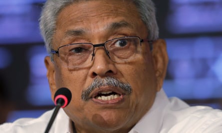Former president Gotabaya Rajapaksa speaks during a news conference in Colombo, Sri Lanka, on 15 October 2019.