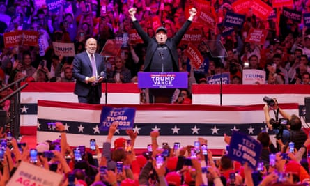 Elon Musk at a Donald Trump rally in New York City on Sunday.