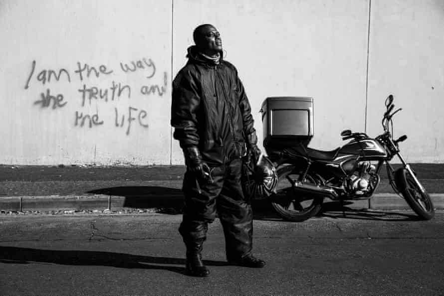 Ghost riders: the invisible lives of Johannesburg food couriers – photo essay | South Africa 12 Congolese migrant, Mande, takes pride in his work.