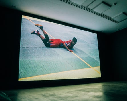 40 years of experimental film-making … installation view of Alia Syed’s, Ka Ba Ddi – a Breath, a Move, a Game (2025), at CCA Glasgow.
