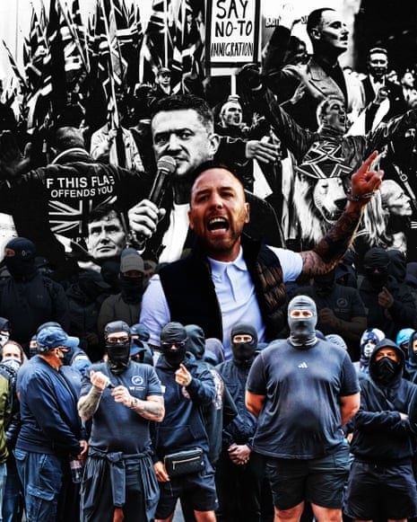 From top left, a National Front demonstration, Oswald Mosley and his blackshirts, EDL supporters, Unite the Kingdom protesters, Stephen Yaxley-Lennon (Tommy Rob