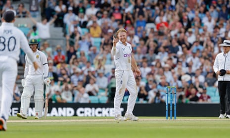Stokes reacts after taking the wicket of South Africa's Marco Jansen.