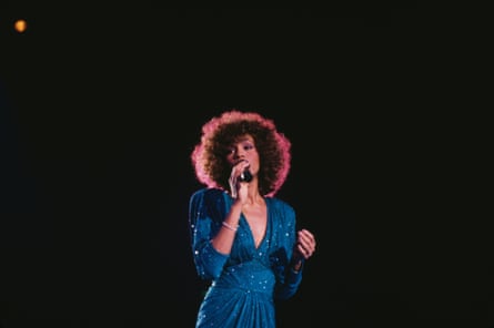 American singer Whitney Houston performing in 1986