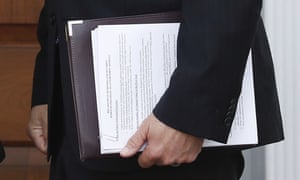 Prior to his meeting with Trump, Kris Kobach’s ‘Strategic Plan for First 365 Days’ was visible.