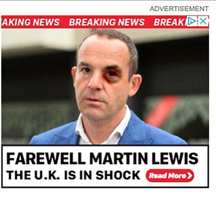 A fake advert featuring Martin Lewis.