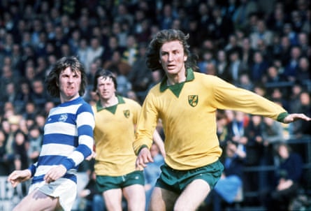 Tony Powell playing for Norwich in April 1976.