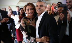 Khan with his wife, Saadiya, after winning the contest to become Labour’s candidate to become London mayor in 2015.