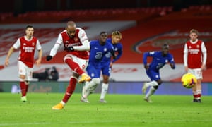 Alexandre Lacazette opens the scoring from the penalty spot.