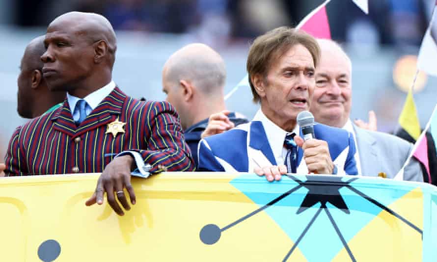 Chris Eubank and Sir Cliff Richard were among the celebrities on the open-topped buses.