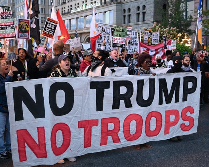 National guard troops ‘protecting’ ICE and other federal property in Chicago area – US politics live
