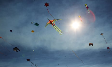 Kites fly in the sky during the annual Festival of the Winds kite flying festival on Bondi Beach on September 9, 2012 in Sydney, Australia.  (Photo by Mark Metcalfe/Getty Images)
