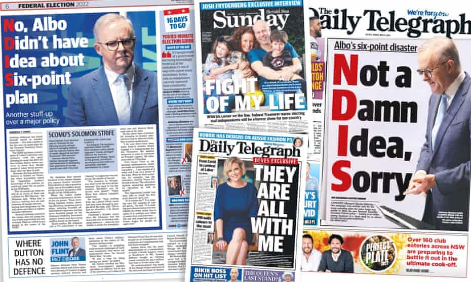 News Corp newspaper headlines from throughout the 2022 federal election campaign