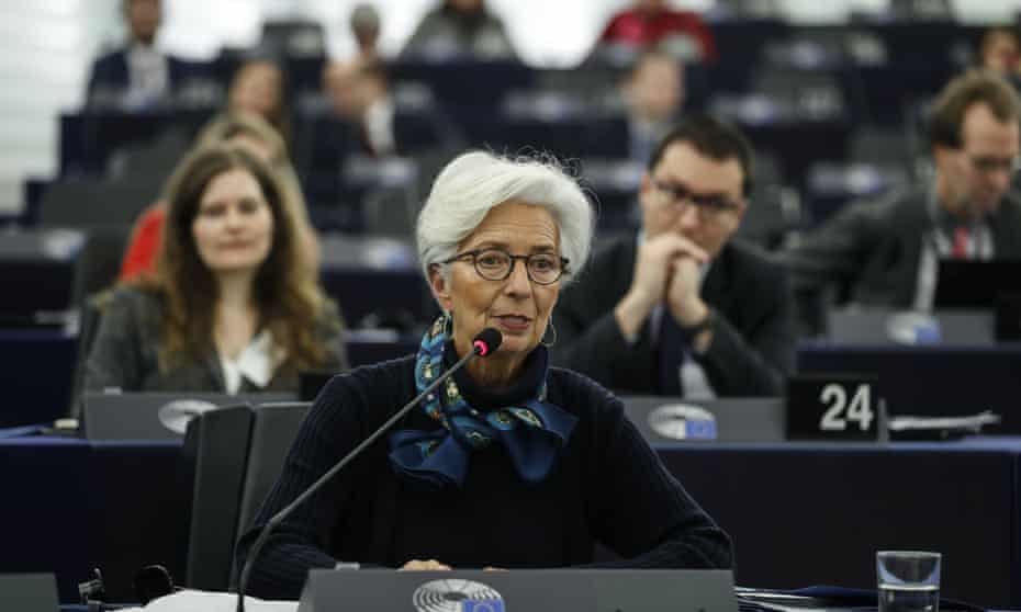 Christine Lagarde, president of the European Central Bank, speaking at the European Parliament in Strasbourg. 