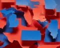 Floating US states in red and blue colors.