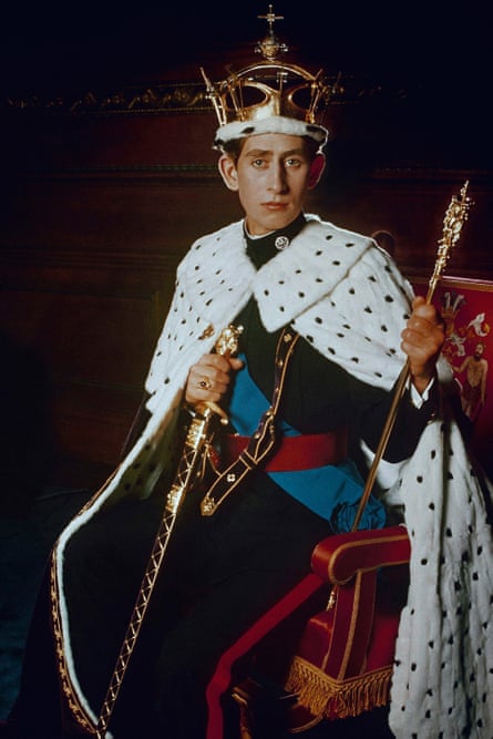 The Prince of Wales, Prince Charles, dressed in his investiture regalia in 1969