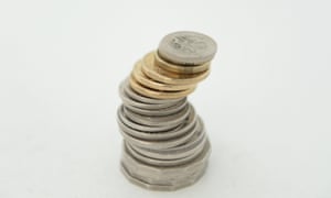 A stack of Australian coins