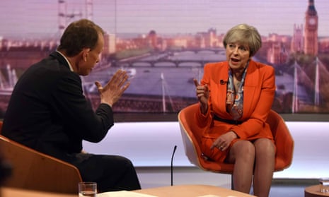 Theresa May appearing on The Andrew Marr Show in April.