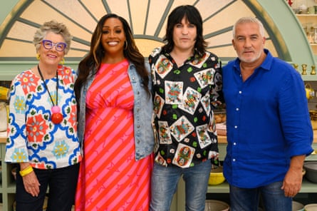 Prue Leith, Aliso Hammond, Noel Fielding and Paul Hollywood in The Great British Bake Off 2025.