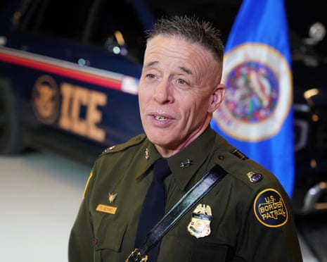 Gregory Bovino talks with supporters following a roundtable with local leaders in Minneapolis, 22 January 2026.