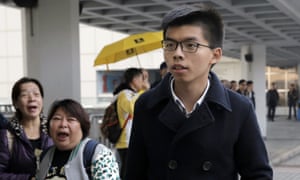 Joshua Wong arrives at the high court in Hong Kong earlier this month