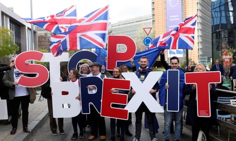 An anti-Brexit protest outside the EU leaders summit in Brussels, October 2019.