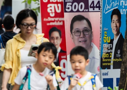 Electoral campaign posters ahead of Thailand’s general elections in Bangkok