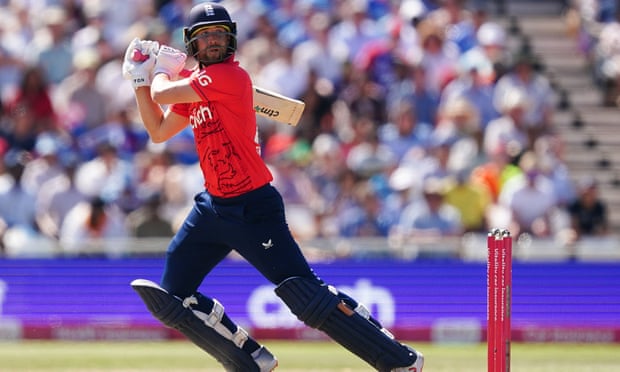 England hang on for T20 win over India despite Suryakumar Yadav fireworks | England v India 2022 2 Dawid Malan hits out during his decisive innings of 77 at Trent Bridge