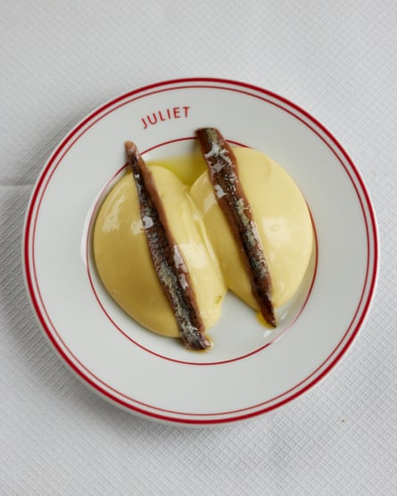 oeuf mayonnaise with anchovies.