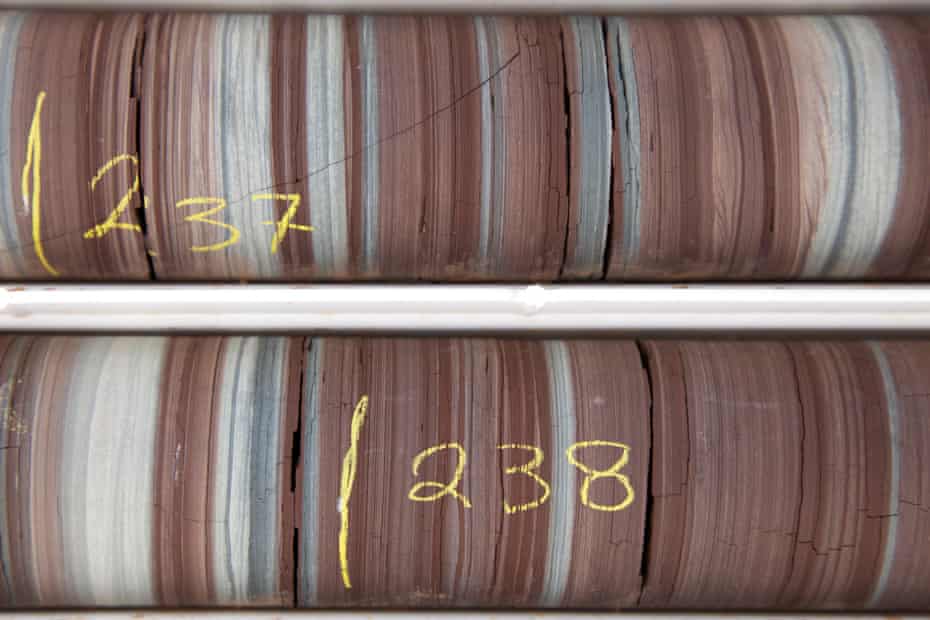 Drilled core samples used to determine the viability of shale gas extraction. 