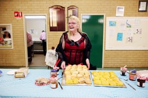 Rosemary Corbin preparing the scones at the Gidgegannup Square Dance Club in West Australia.