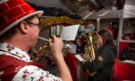 great rail journeys christmas 2023 East Lancashire Railway’s Santa Spacial train, featuring a brass band.