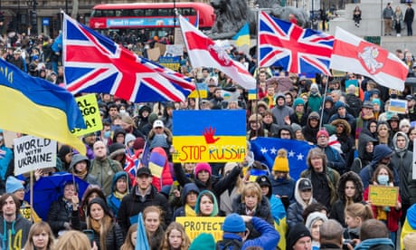 A demonstration in Trafalgar Square on Saturday. The British government has been urged to do more to support refugees.
