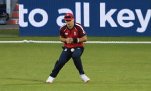 Tom Curran of England drops Imad Wasim of Pakistan.