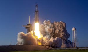 SpaceX’s Falcon Heavy rocket on its first full commercial launch earlier this month.