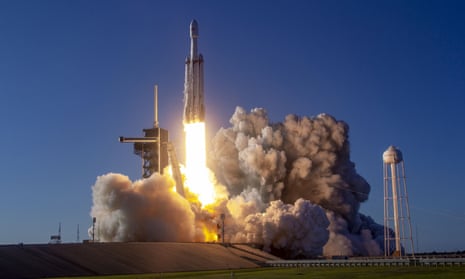 SpaceX’s Falcon Heavy rocket on its first full commercial launch earlier this month.