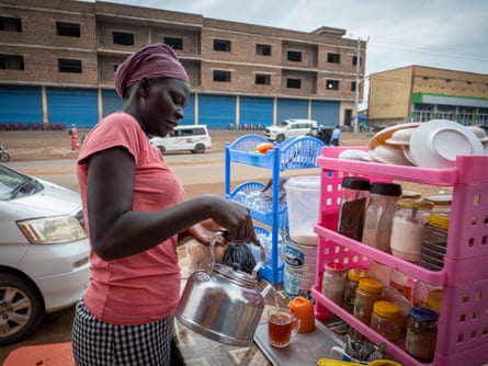 Kiden Mary at her tea stall in Hai Koweit district, Juba, South Sudan