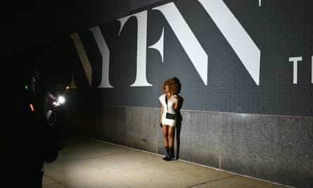 Street style photography outside the LaQuan Smith event in New York this week.