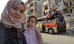 Al-Kateab and her daughter, Sama, in Aleppo in 2016.