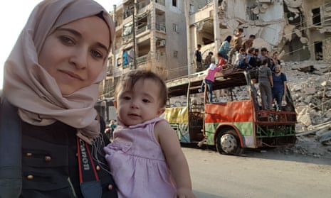 Al-Kateab and her daughter, Sama, in Aleppo in 2016.