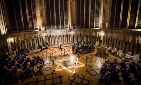 Six-hundred candles in the shape of the Star of David light the floor of York Minster