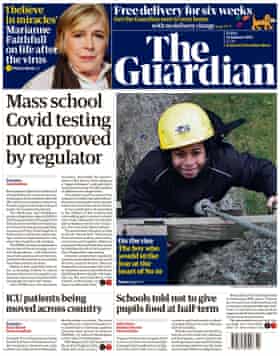 The Guardian front page, Friday 15 January